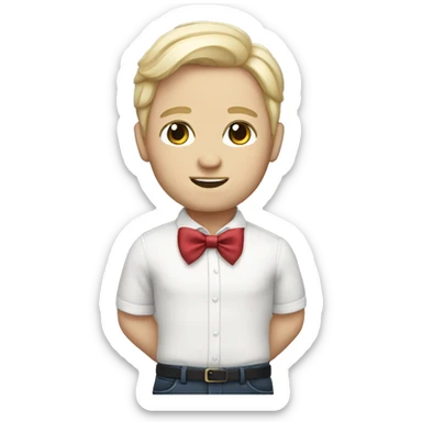 cute white male doll with bow sticker