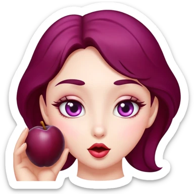 A female plum with eyes that is looking sweetly at ypu and blowing a kiss. you  sticker