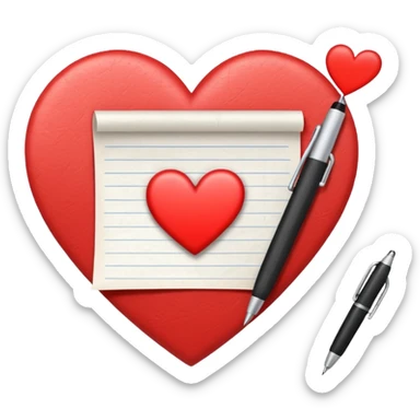 Writing paper on a heart sticker