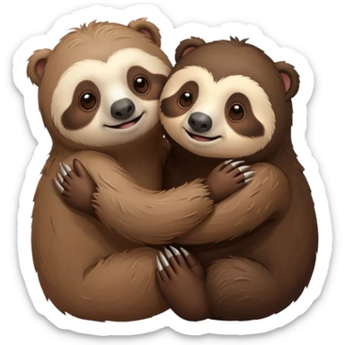 a sloth and a bear hugging sticker