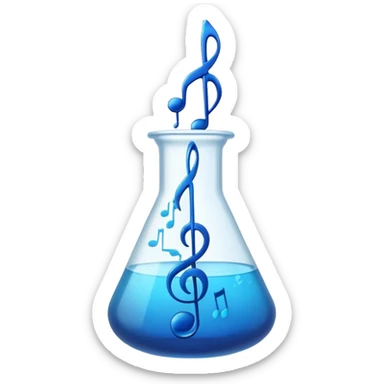 blue flask beaker with music coming out sticker