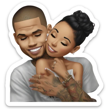 Hyper Realistic Chris Brown  Karruche Tran romantic photo  sticker