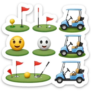 “Create a set of simple, cute, flat-style emojis themed around golf.  Designed in classic emoji style, consistent and expressive.” sticker