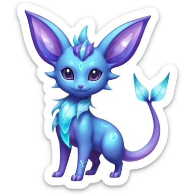 Shiny Sparkly Bioluminescent Glowing Espeon-Lumineon-Vaporeon-Amaura-Dragonair-Fakémon-hybrid-creature (full body)  sticker