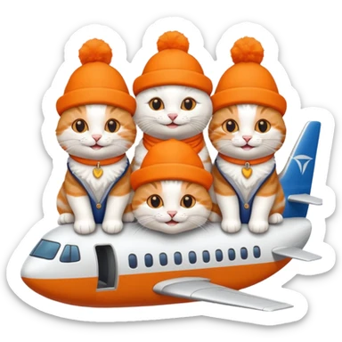 4 happy cats on an airplane sticker