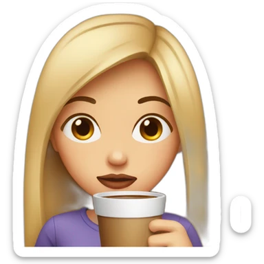 girl drinking coffee with a pout sticker