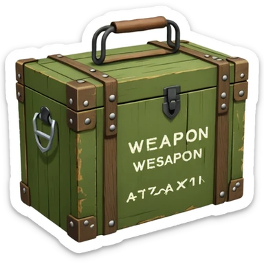 green military wooden box with with an inscription weapon sticker