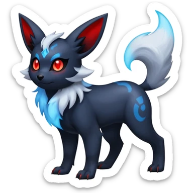 Absol-Umbreon-Zorua-Fakémon-hybrid-creature (full body)  sticker