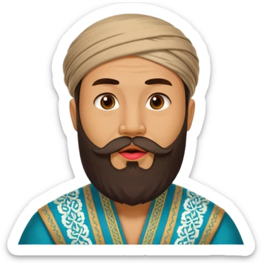 uzbek bearded man with national outfit licking his lips sticker