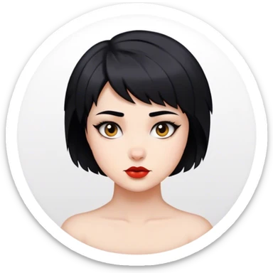 Girl with short black hair wolfcut sticker