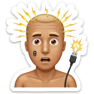 Man with a LAN cable in his nose getting shocked sticker