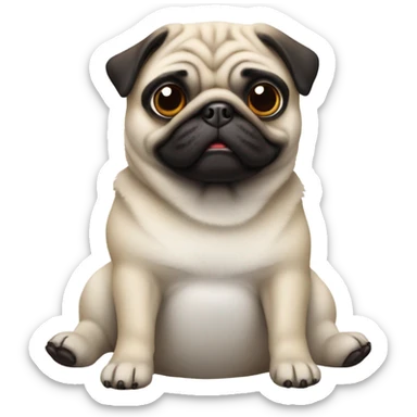 Pug riding a husky sticker