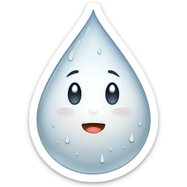 a white rain drop w a woozy face sticker