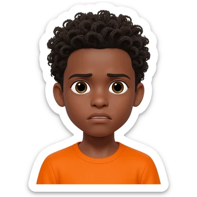 black boy curly hair orange shirt nauseous sticker