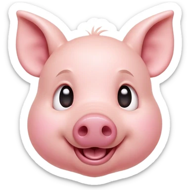 Cinematic Comical Piglet Portrait Emoji, Head tilted dramatically with an exaggeratedly amused expression, featuring a strikingly soft rosy-pink hide with a tiny, playful snout, wide, expressive beady eyes filled with playful disbelief, Simplified yet hilariously expressive features, highly detailed, glowing with a slightly sassy glow, high shine, dramatic yet playful, stylized with an air of cheeky mischief, bright and endearing, soft glowing outline, capturing the essence of a spirited and over-the-top piglet, so meme-worthy it feels like it could squeal its way into internet fame instantly! sticker
