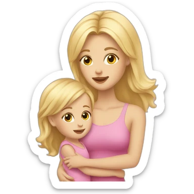 blonde mom and blonde baby girl sticker