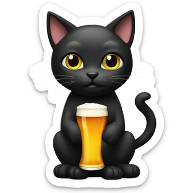 Black cat holding beer sticker