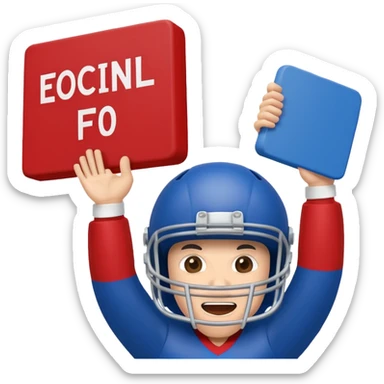 cheering sign american football in blue (#00A3E0) and red (#F9423A) sticker