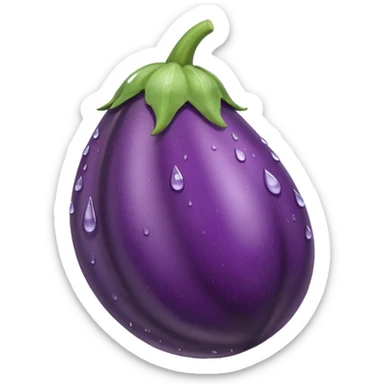 Combine an egg plant with the water drops emoji sticker