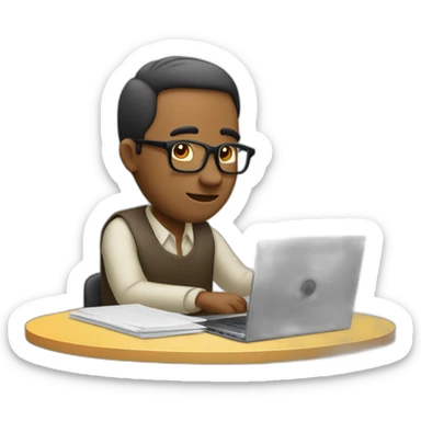 homme avec cheuveu long sur un ordinateur sticker