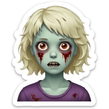 Uma menina zombie com um cabelo ondulado curto, com a franja pro lado sticker