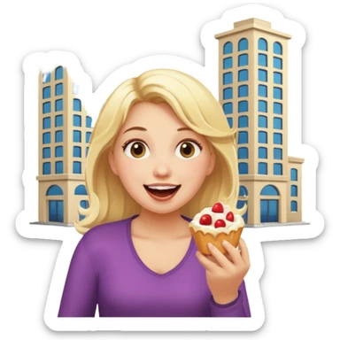 a giant girl eating buildings sticker