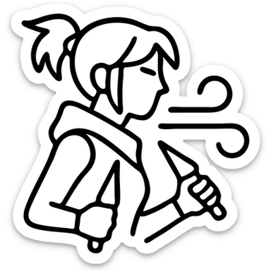 Jett from Valorant, a female character with short white hair, holding kunai knives, wind abilities sticker
