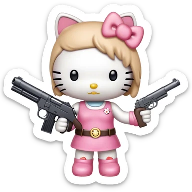 Hello kitty gun sticker