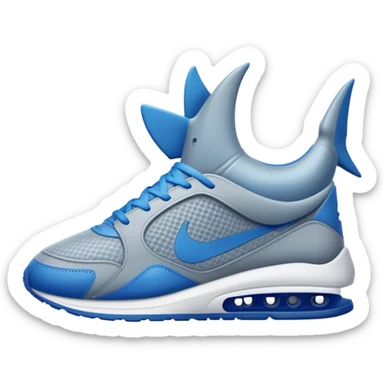 Un tiburón con zapatillas nike azules sticker