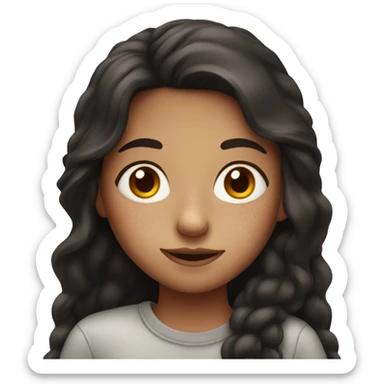 A girl with long dark red hair and has freckles  sticker