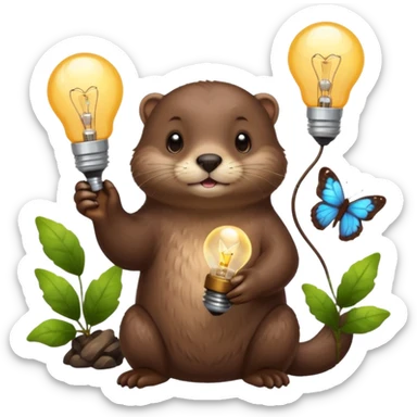 otter with butterflies and light bulb idea sticker