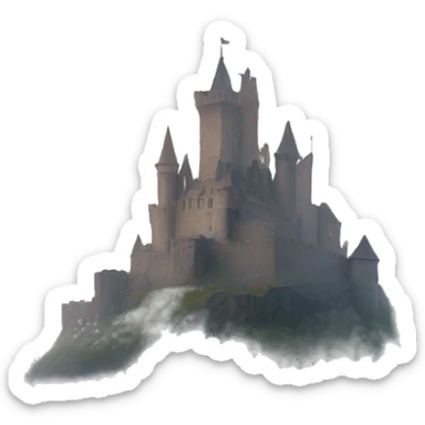 a castle behind thick fog  sticker