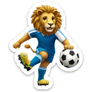 Lion playing soccer sticker