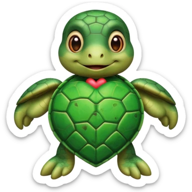 Turtle who makes a heart with hands sticker