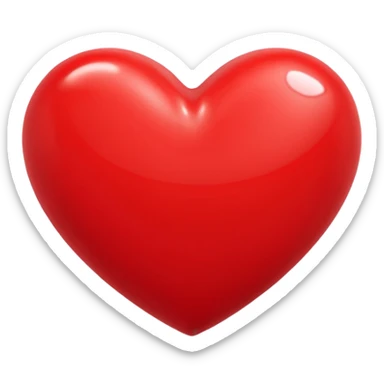 Apple-style 3D illustration of a bright red heart, centered on a clean white background, glossy and rounded, soft shadows for depth, symbolizing love, warmth, and emotion, isolated and minimal design sticker