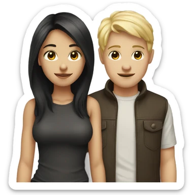 dark hair girl and blonde hair boy  sticker