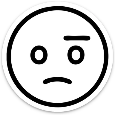 outlined black icon of a face with a subtle raised eyebrow representing a micro facial expression sticker