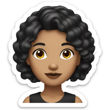 girl with black wavy hair with latina makeup sticker