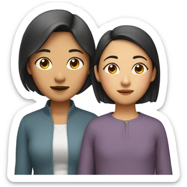 asian mother and mixed daughter sticker