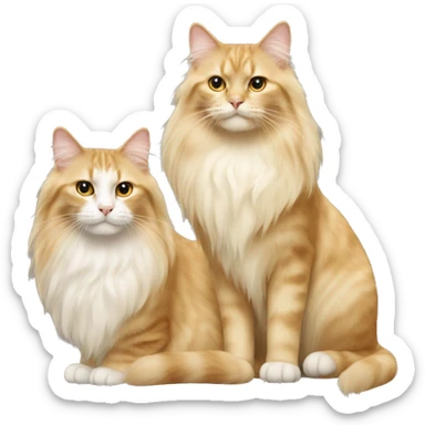 Two longhair cats, one is golden, one is creamy white sticker