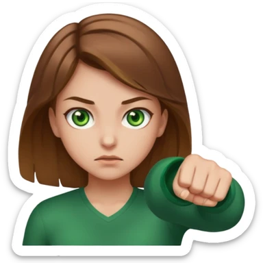 girl with green eyes and brown light hair fighthing sticker
