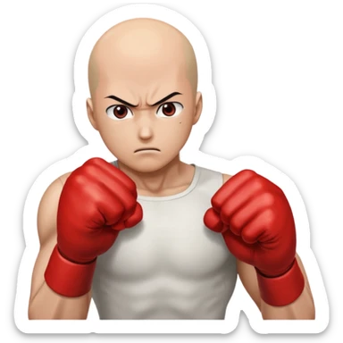 Angry Saitama with his red giant hand punching (just punch) sticker