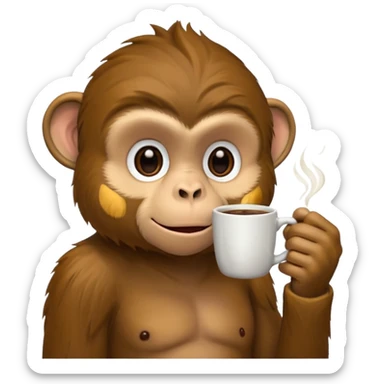 monkey sipping coffee side sticker
