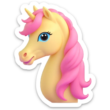 pastel yellow pony with pink mane, gentle expression sticker