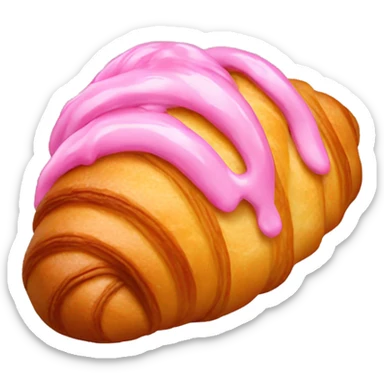 A croissant with pink glaze sticker
