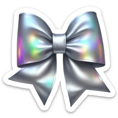 Realistic isolated silver holographic bow with bow attached on top of it. sticker