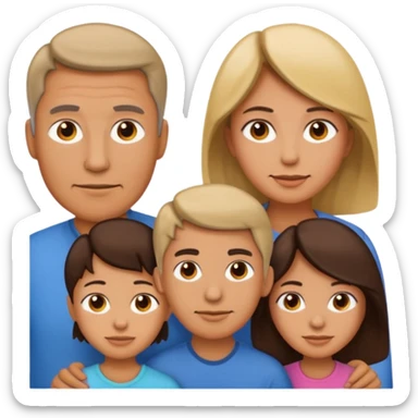 A family emoji set: an adult man and an adult woman as parents, and one teenager (16 years old) sticker