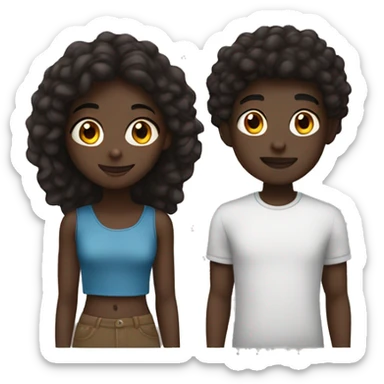 darkskin boy with brownskin girl sticker