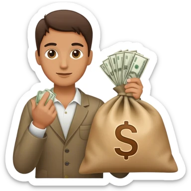 one hand holding a bag of money sticker