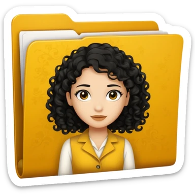 black transparent folder - with a canela skin girl with curly black hair logo  sticker